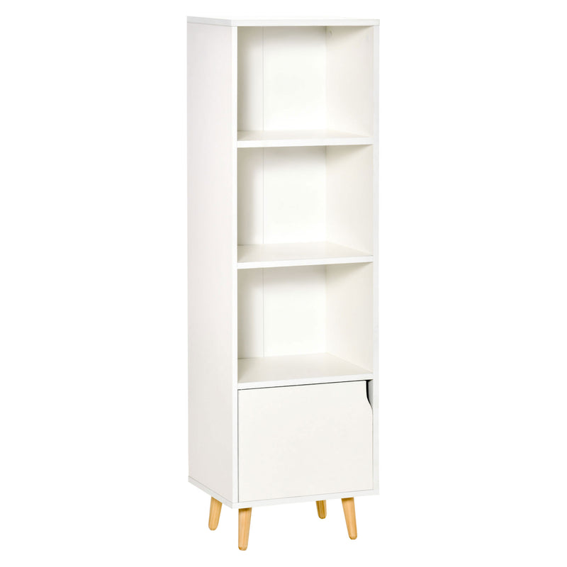 Libreria con 3 Ripiani e 1 Armadietto 40x30x129,5 cm in Legno Bianco