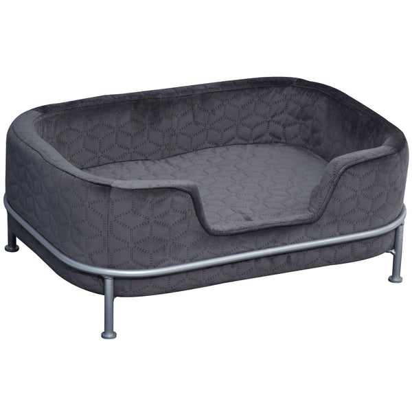 Canapé rembourré pour chiens et chats 63,5x43x24,5 cm en velours avec base en métal gris foncé sconto