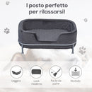 Divano per Cani e Gatti Imbottito 63,5x43x24,5 cm in Velluto con Base in Metallo Grigio Scuro