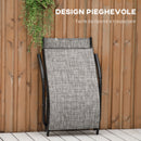 Lettino Prendisole Pieghevole 170x62x68 cm in Metallo e Tessuto a Rete Grigio