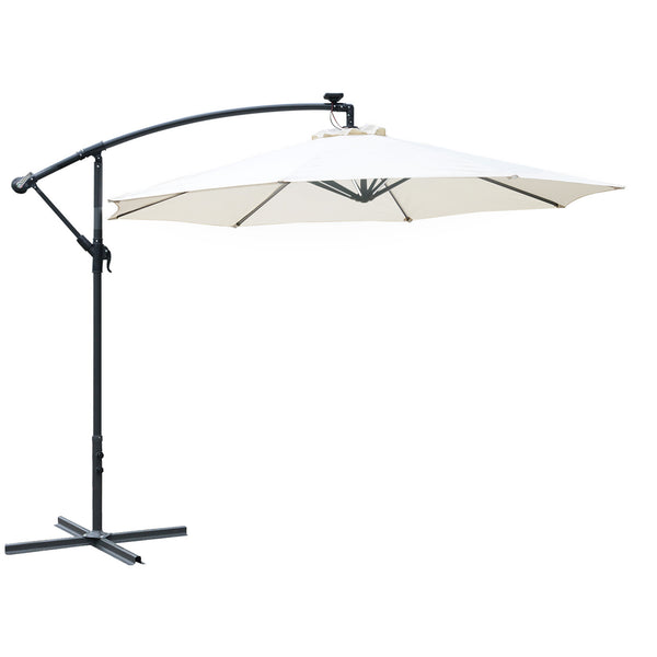 prezzo Parasol de Jardin Décentralisé Ø2,95m à Led Solaire Crème