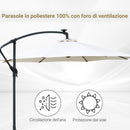 Ombrellone da Giardino Decentrato Ø2,95m con Led a Energia Solare Crema