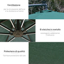 Ombrellone da Giardino Decentrato Ø2,95m con Led a Energia Solare Verde