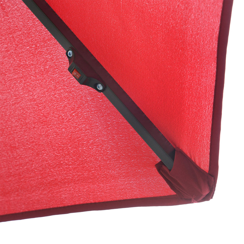 Ombrellone da Giardino Decentrato Ø2,95m con Led a Energia Solare Rosso Scuro