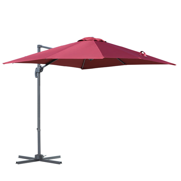 Parasol de jardin décentralisé 2,45x2,45m avec rotation à 360° Rouge foncé prezzo
