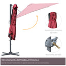 Ombrellone da Giardino Decentrato 2,45x2,45m con Rotazione 360° Rosso Scuro