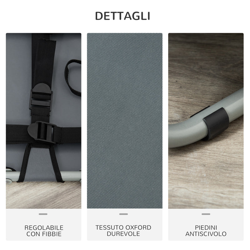 Brandina per Cani e Gatti Pieghevole 59x46x15 cm in Tessuto Grigio