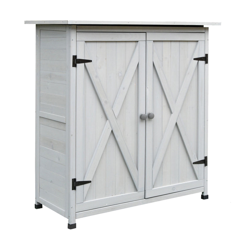 Casetta Box da Giardino Porta Utensili 110x55x117 cm in Legno di Abete Impermeabile Grigio