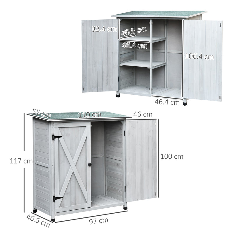 Casetta Box da Giardino Porta Utensili 110x55x117 cm in Legno di Abete Impermeabile Grigio