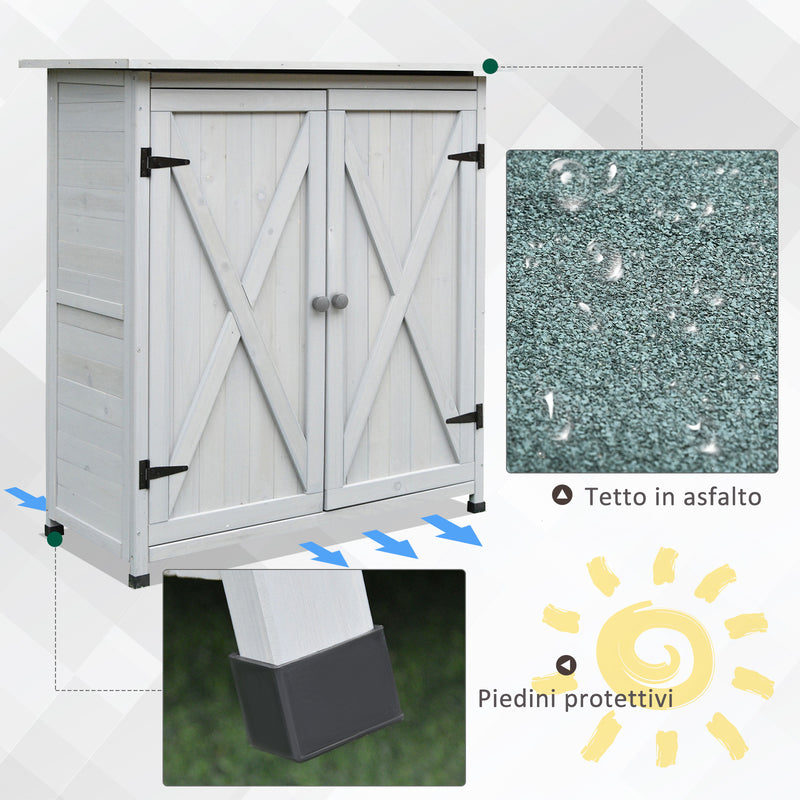 Casetta Box da Giardino Porta Utensili 110x55x117 cm in Legno di Abete Impermeabile Grigio