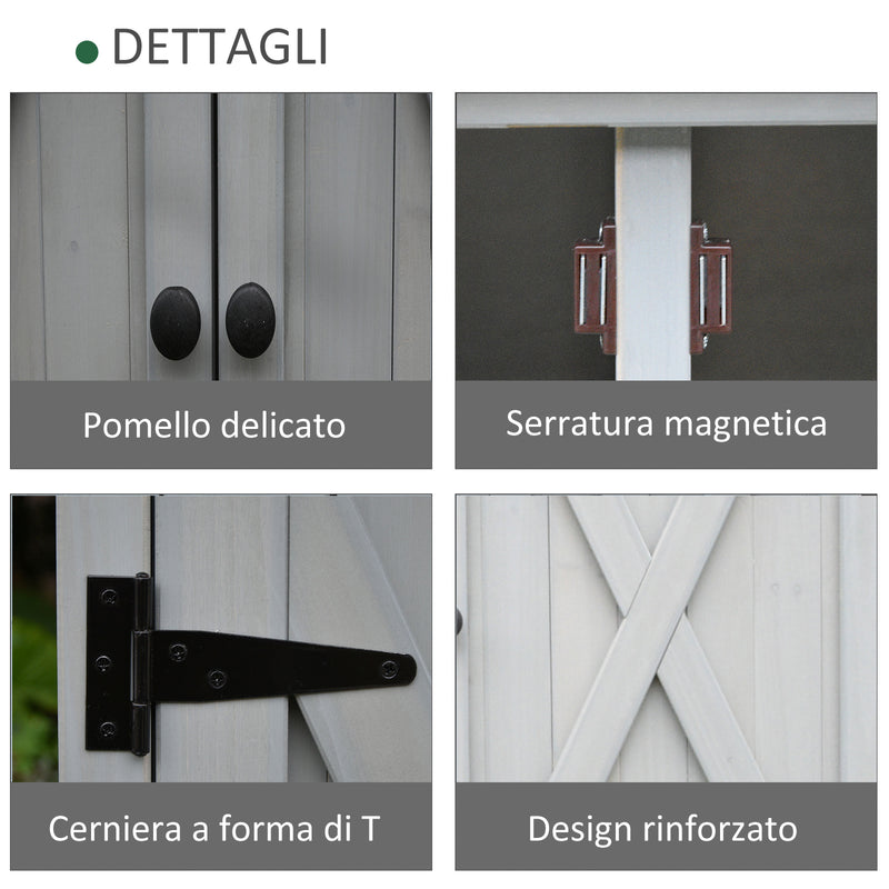 Casetta Box da Giardino Porta Utensili 110x55x117 cm in Legno di Abete Impermeabile Grigio