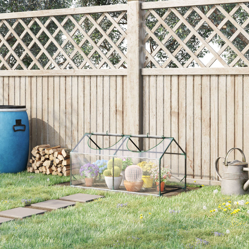 Mini Serra da Giardino con 2 Finestre 119x60x60 cm Copertura PVC Anti-UV Trasparente