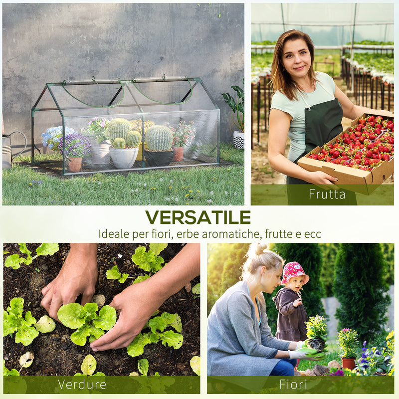 Mini Serra da Giardino con 2 Finestre 119x60x60 cm Copertura PVC Anti-UV Trasparente