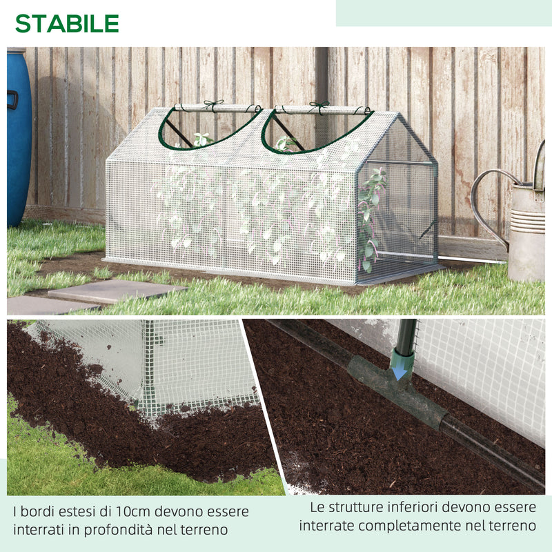 Mini Serra da Giardino con 2 Finestre 119x60x60 cm Copertura PVC Anti-UV Bianco