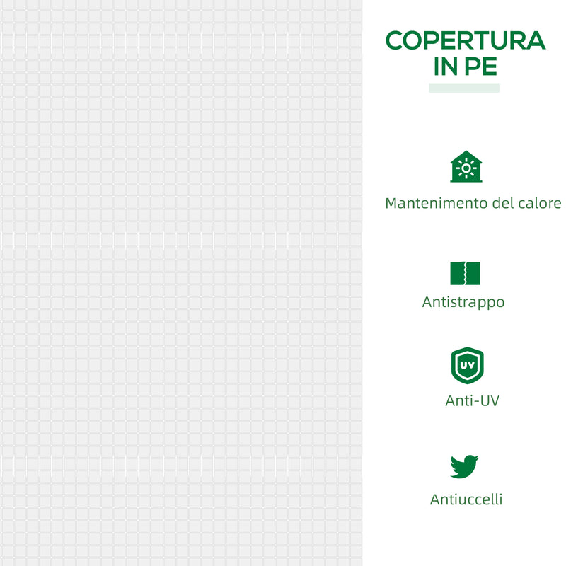 Mini Serra da Giardino con 2 Finestre 119x60x60 cm Copertura PVC Anti-UV Bianco