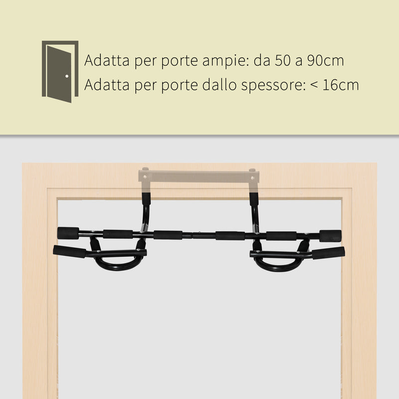 Barra Trazioni a Pressione su Porta 105x45x22 cm Max 110Kg Nero