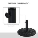 Base per Ombrellone da Giardino Ø48 cm in Plastica 13 Kg Nero