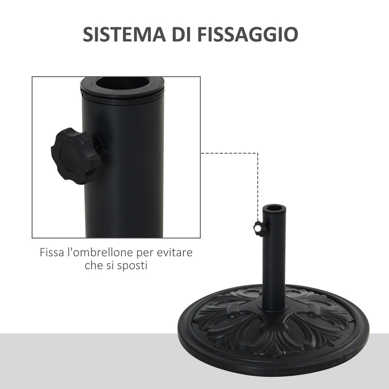 Base per Ombrellone da Giardino Ø48 cm in Plastica 13 Kg Nero