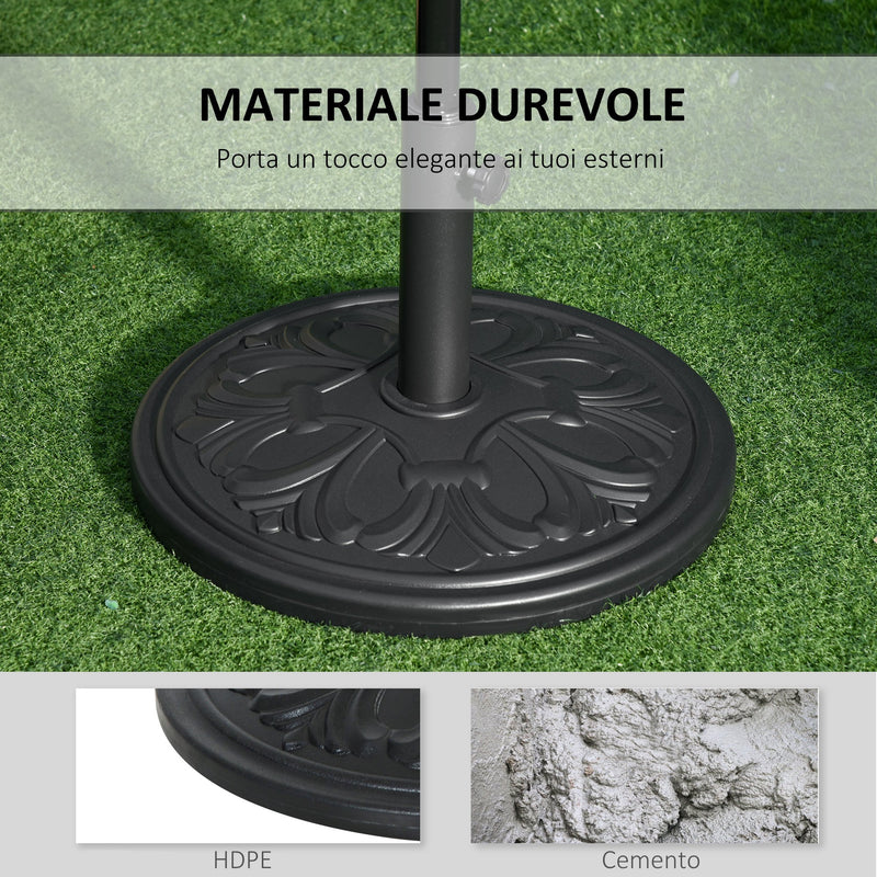 Base per Ombrellone da Giardino Ø48 cm in Plastica 13 Kg Nero