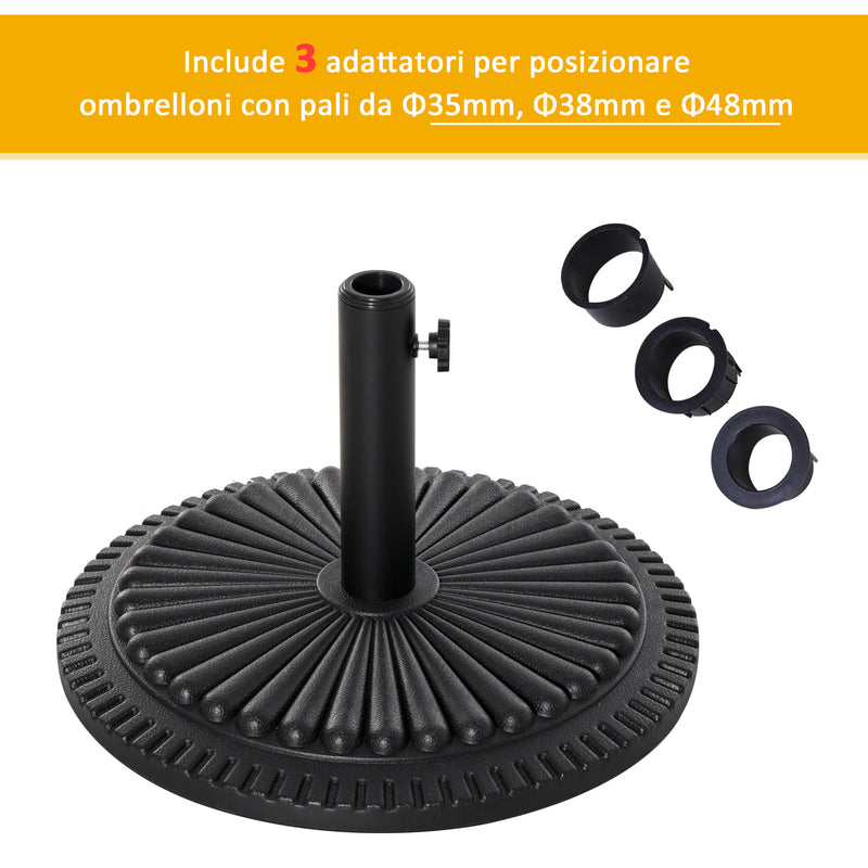 Base per Ombrellone da Giardino Ø49 cm 15 Kg in Plastica Nero