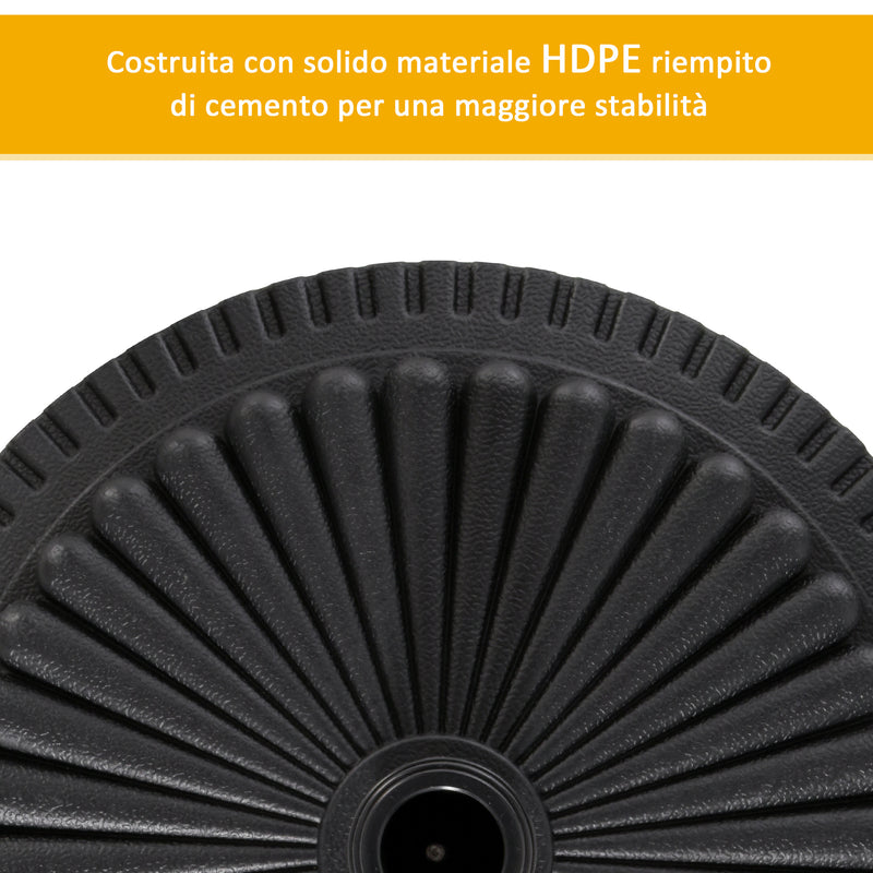 Base per Ombrellone da Giardino Ø49 cm 15 Kg in Plastica Nero