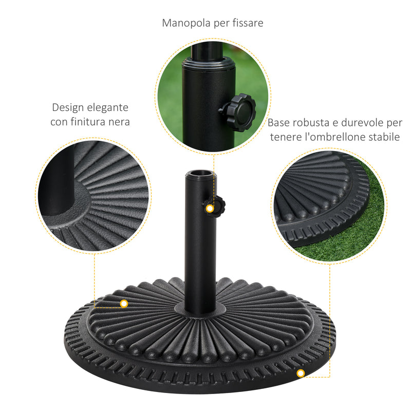 Base per Ombrellone da Giardino Ø49 cm 15 Kg in Plastica Nero