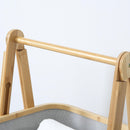 2 Cestini in Tessuto con Supporto Pieghevole 45x35x98 cm in Bambù Grigio