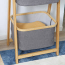 2 Cestini in Tessuto con Supporto Pieghevole 45x35x98 cm in Bambù Grigio