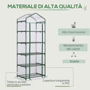 Mini Serra per Piante a 5 Ripiani 69x49x193 cm in Acciaio Verde