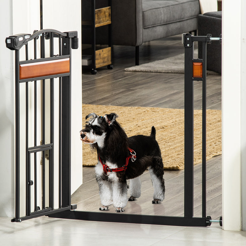 Cancelletto Sicurezza Regolabile per Cani 74-80 cm con Chiusura Automatica Nero