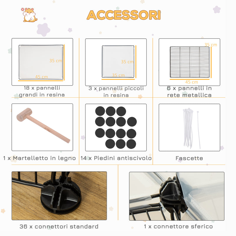 Recinto Modulare per Conigli e Animali di Piccole Dimensioni in Acciaio e Resina Nero