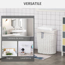 Cesto Portabiancheria 51x38x57 cm in Vimini con Coperchio e Sacco Interno Bianco