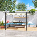 Pergola da Giardino 3,96x2,96m Tettuccio Retrattile e Struttura in Alluminio Crema