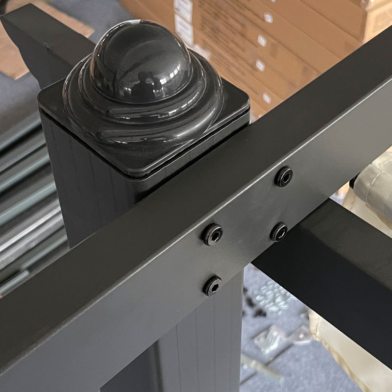 Pergola da Giardino 3,96x2,96m Tettuccio Retrattile e Struttura in Alluminio Crema