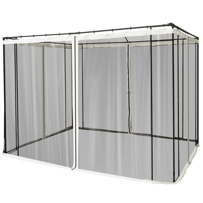 Zanzariera per Gazebo Tende di Ricambio Universale 302x207 cm con Cerniere Nero/Beige