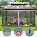 Zanzariera per Gazebo Tende di Ricambio Universale 302x207 cm con Cerniere Nero/Beige