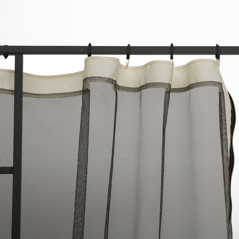 Zanzariera per Gazebo Tende di Ricambio Universale 302x207 cm con Cerniere Nero/Beige