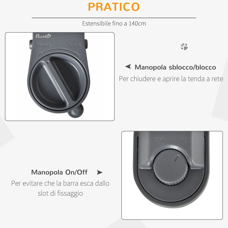 Barriera di Sicurezza per Cani Estensibile fino 140 cm per Porte e Scale Grigio