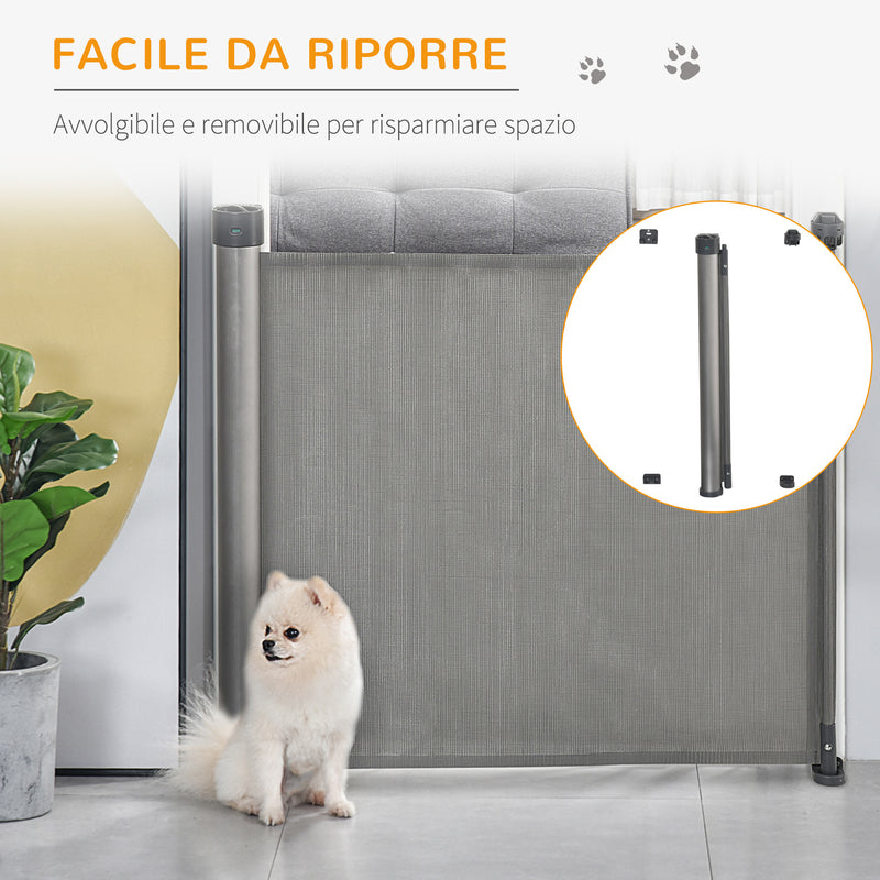 Barriera di Sicurezza per Cani Estensibile fino 140 cm per Porte e Scale Grigio