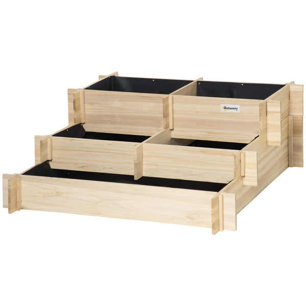 Potager Surélevé 3 Niveaux 93x93x35 cm pour Légumes Fleurs et Plantes en Bois acquista