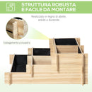 Orto Rialzato 3 Livelli 93x93x35 cm per Verdure Fiori e Piante in Legno