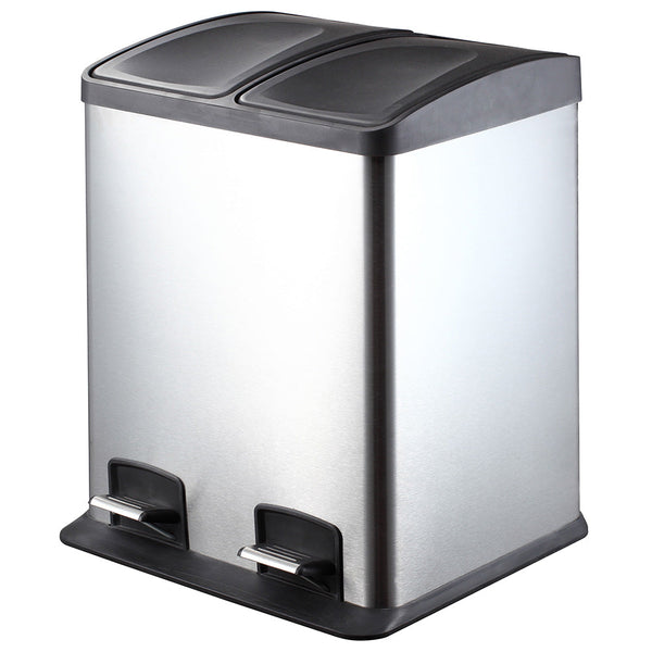 Poubelle en acier pour la collecte sélective des déchets 2 paniers à ouverture par pédale online