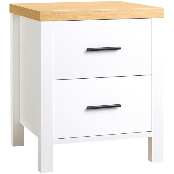 Table de Chevet 2 Tiroirs 40x39x48 cm en MDF Blanc online