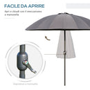 Ombrellone da Giardino Ø2,55m 18 Stecche Testa Inclinabile Grigio Scuro