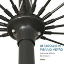 Ombrellone da Giardino Ø2,55m 18 Stecche Testa Inclinabile Grigio Scuro