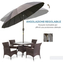 Ombrellone da Giardino Ø2,55m 18 Stecche Testa Inclinabile Grigio Scuro