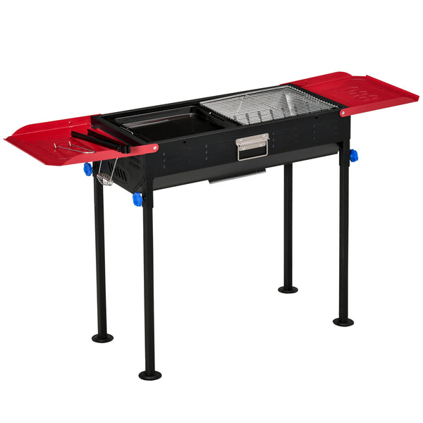 acquista Barbecue à Charbon Charcoal 120x31x60-70 cm avec Grille Noire et Plateau