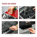 Barbecue a Carbone Carbonella 120x31x60-70 cm con Griglia e Teglia Nero