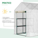 Serra da Giardino con 2 Scaffali 143x143x195cm Porta Avvolgibile Bianca