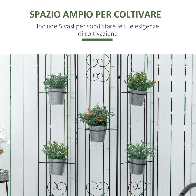 Portapiante Verticale Pieghevole 82x12.5x150 cm in Metallo Nero